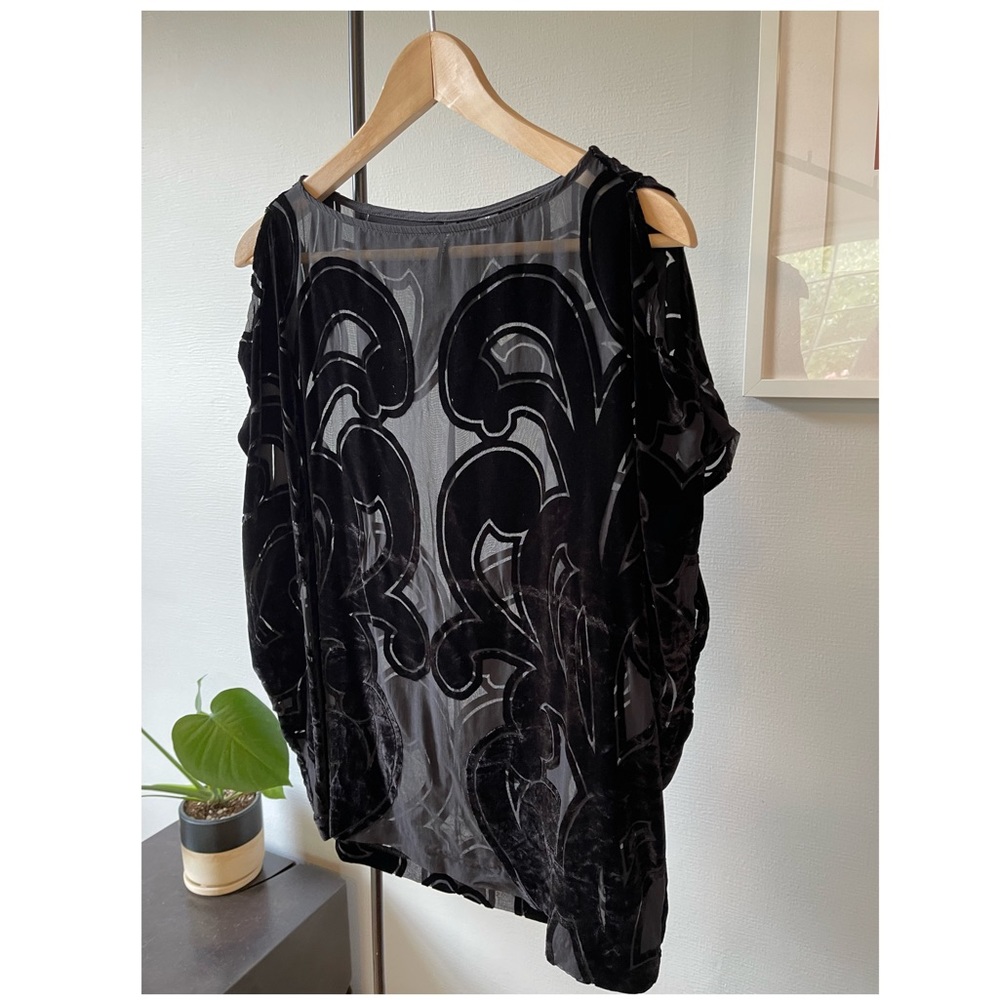 Burned Out Velvet top with Cut out shoulders